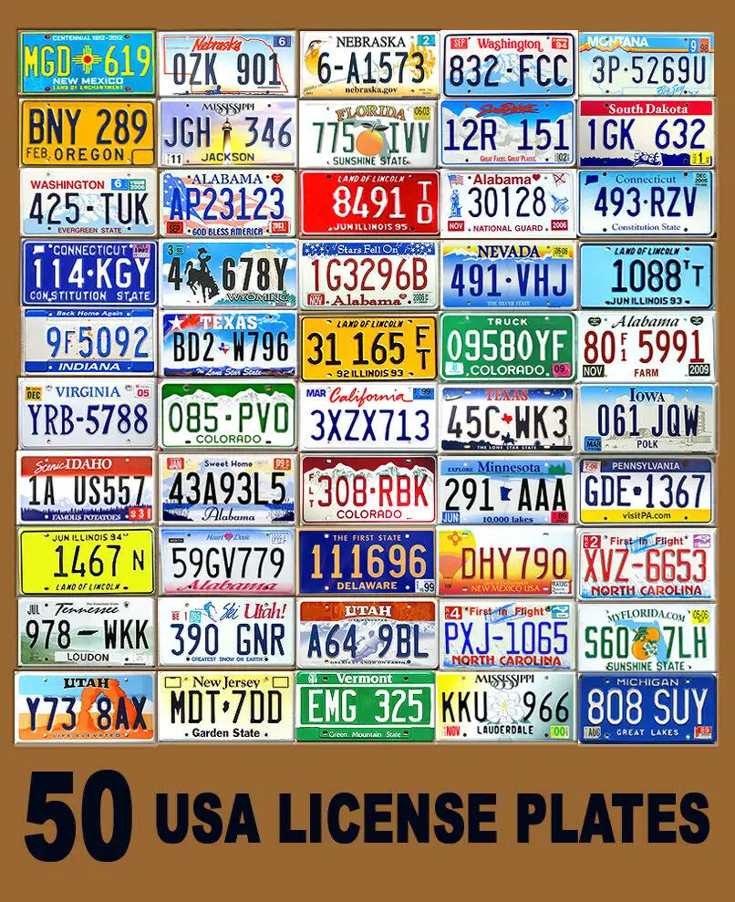 50 ASSORTED USA LICENSE PLATES