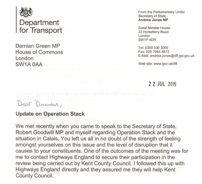 Ashford: The Ashford MP has received a letter from the ...