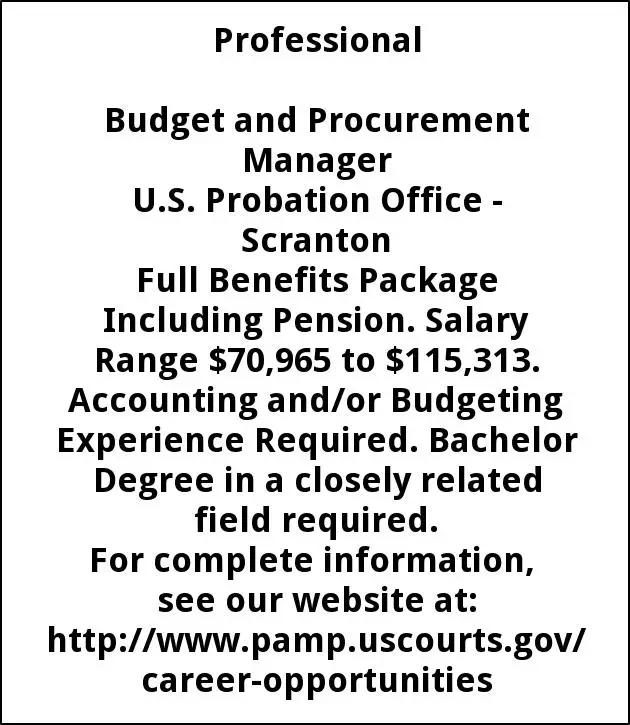 Budget and Procurement Manager, Us Probation Office, Scranton, PA