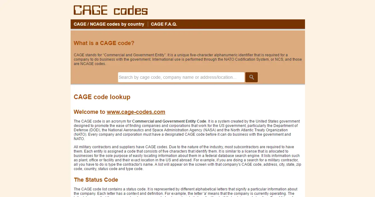 CAGE code lookup
