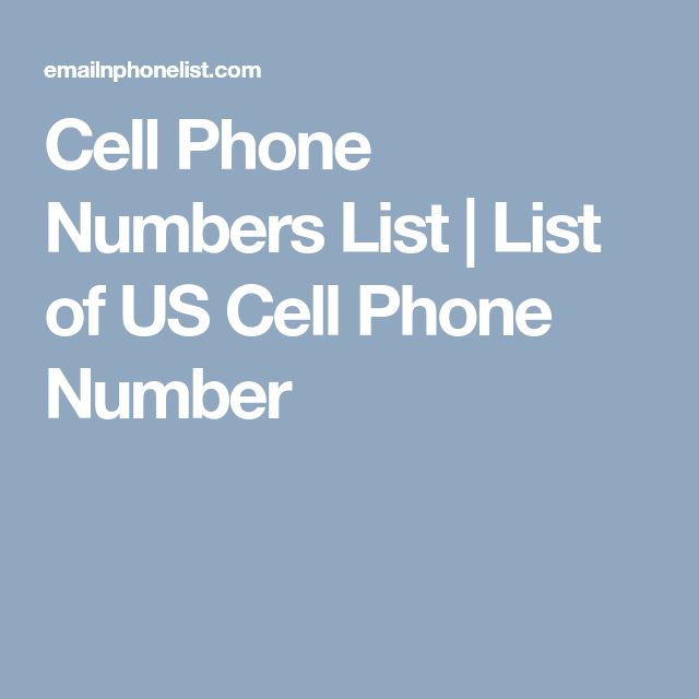 Cell Phone Numbers List