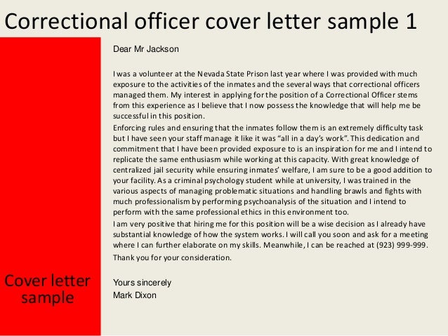 Correctional officer cover letter