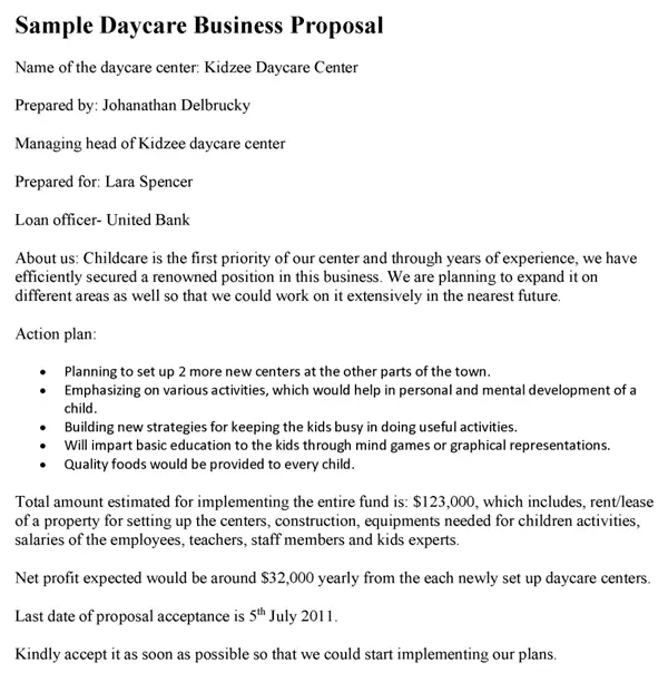 Daycare Business Proposal Template