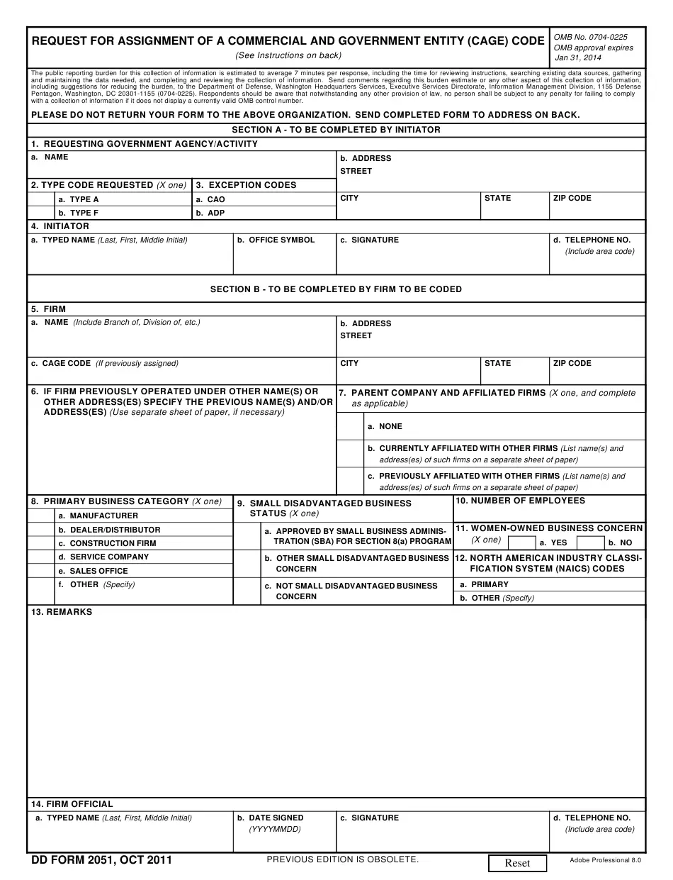 DD Form 2051 Download Fillable PDF or Fill Online Request ...