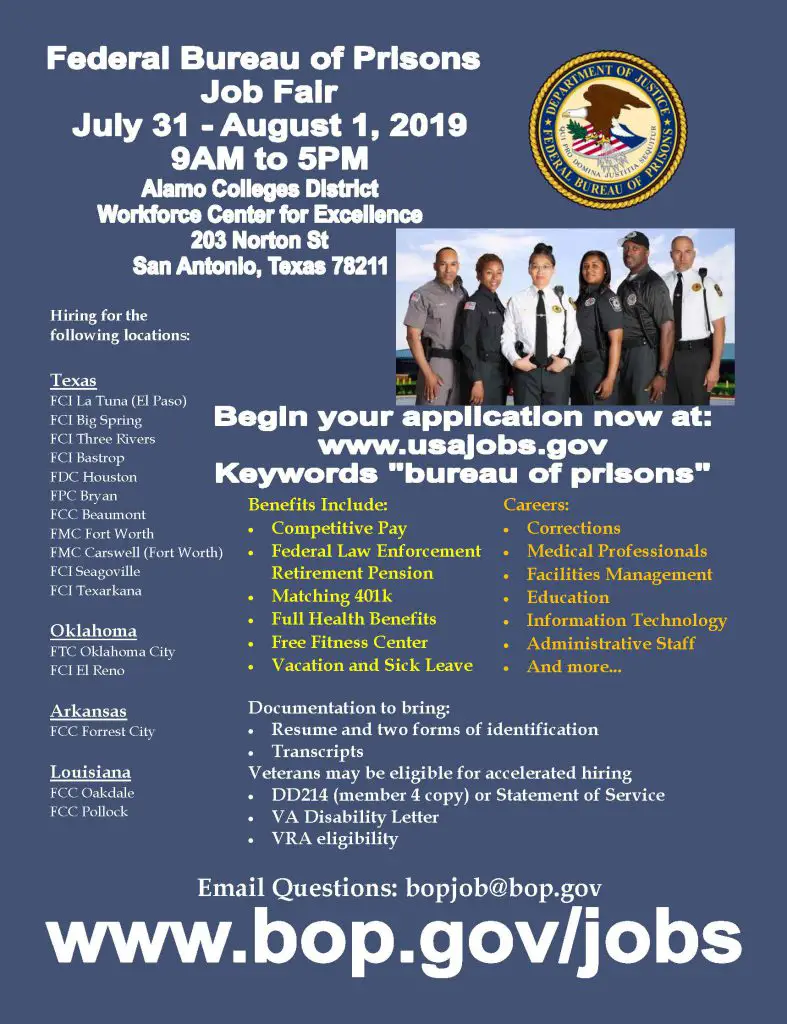 Federal Bureau of Prisons  Job Fair  Texas Veterans Commission