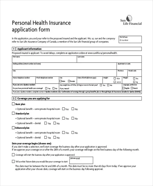 FREE 10+ Sample Health Insurance Forms in PDF