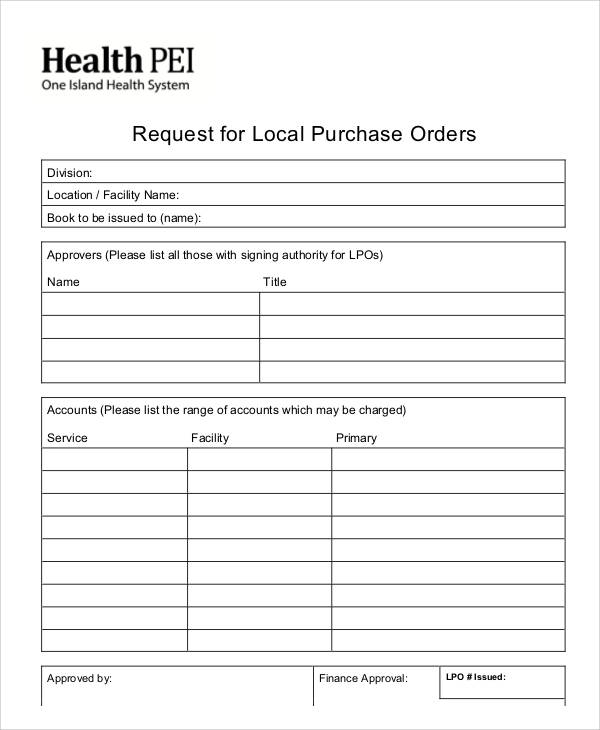 FREE 8+ Sample Purchase Order Request Forms in MS Word