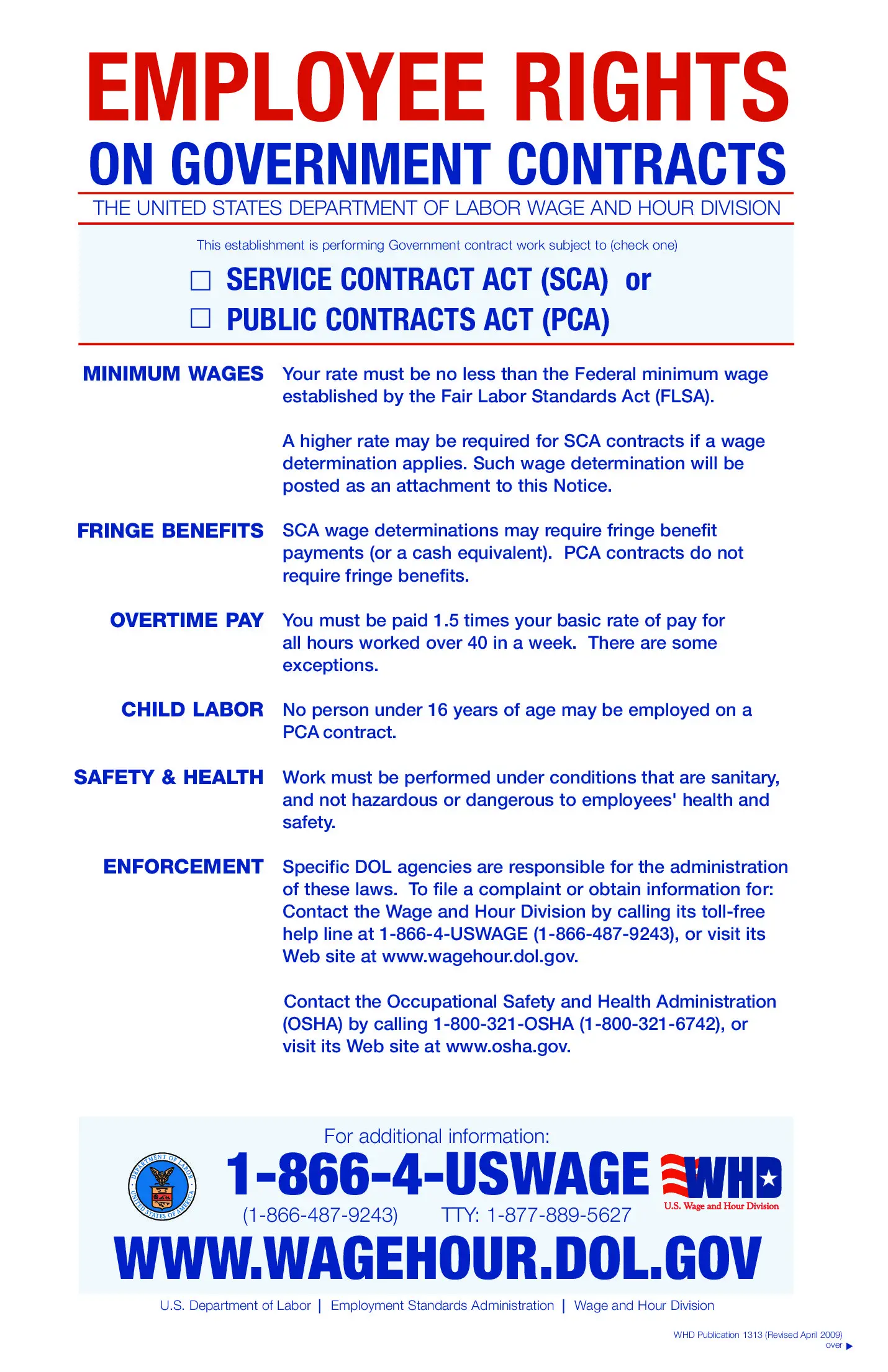 Free Federal Working on Government Contracts Labor Law Poster 2021