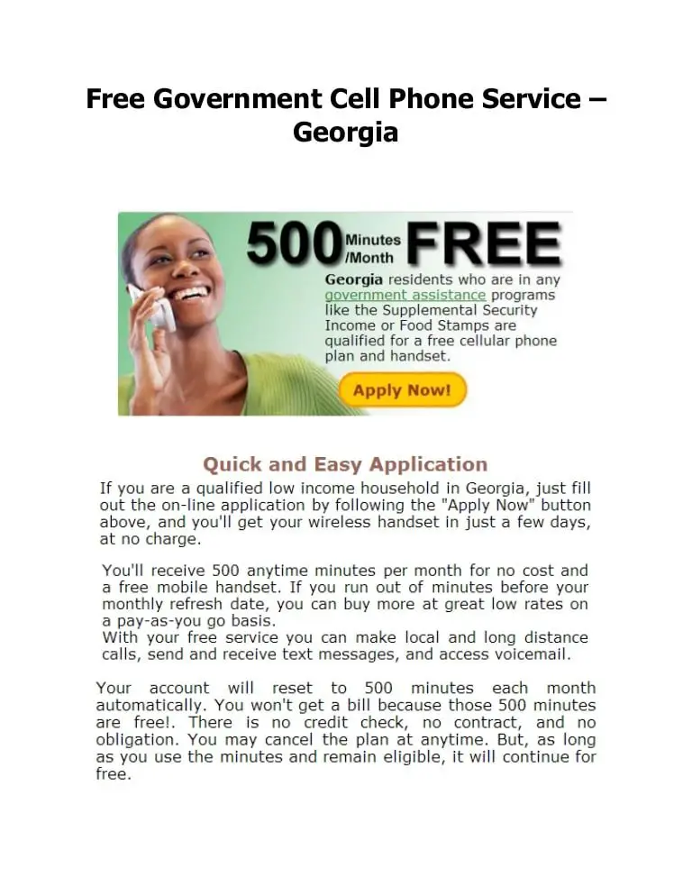 Free Government Cell Phone Service Georgia