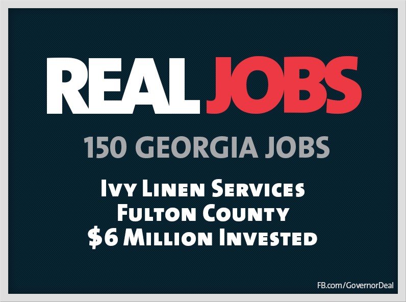 Gov. Nathan Deal: Ivy Linen Services to Create 150 Jobs in Fulton ...