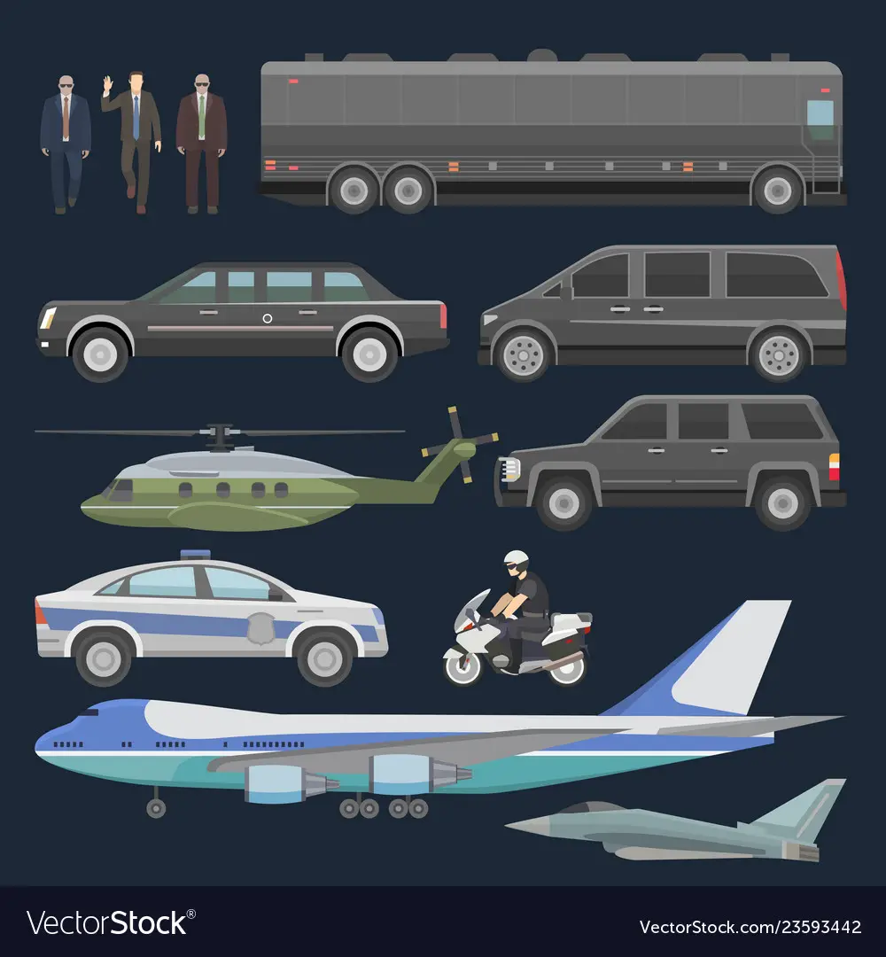 Government car presidential auto plane Royalty Free Vector