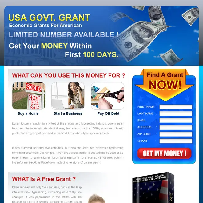 Government grants agency responsive landing page design templates for ...
