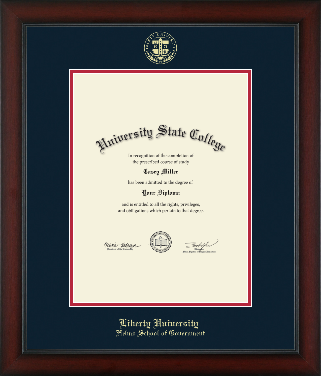 Liberty University Helms School of Government Gold Embossed Diploma ...