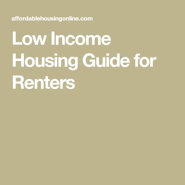 Low Income Housing Guide for Renters