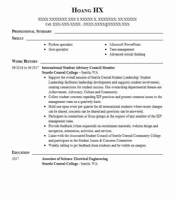 Member Of Student Council Resume Example University Of Wisconsin System ...