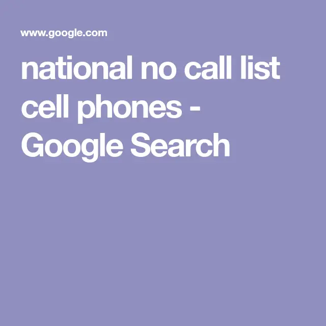 national no call list cell phones