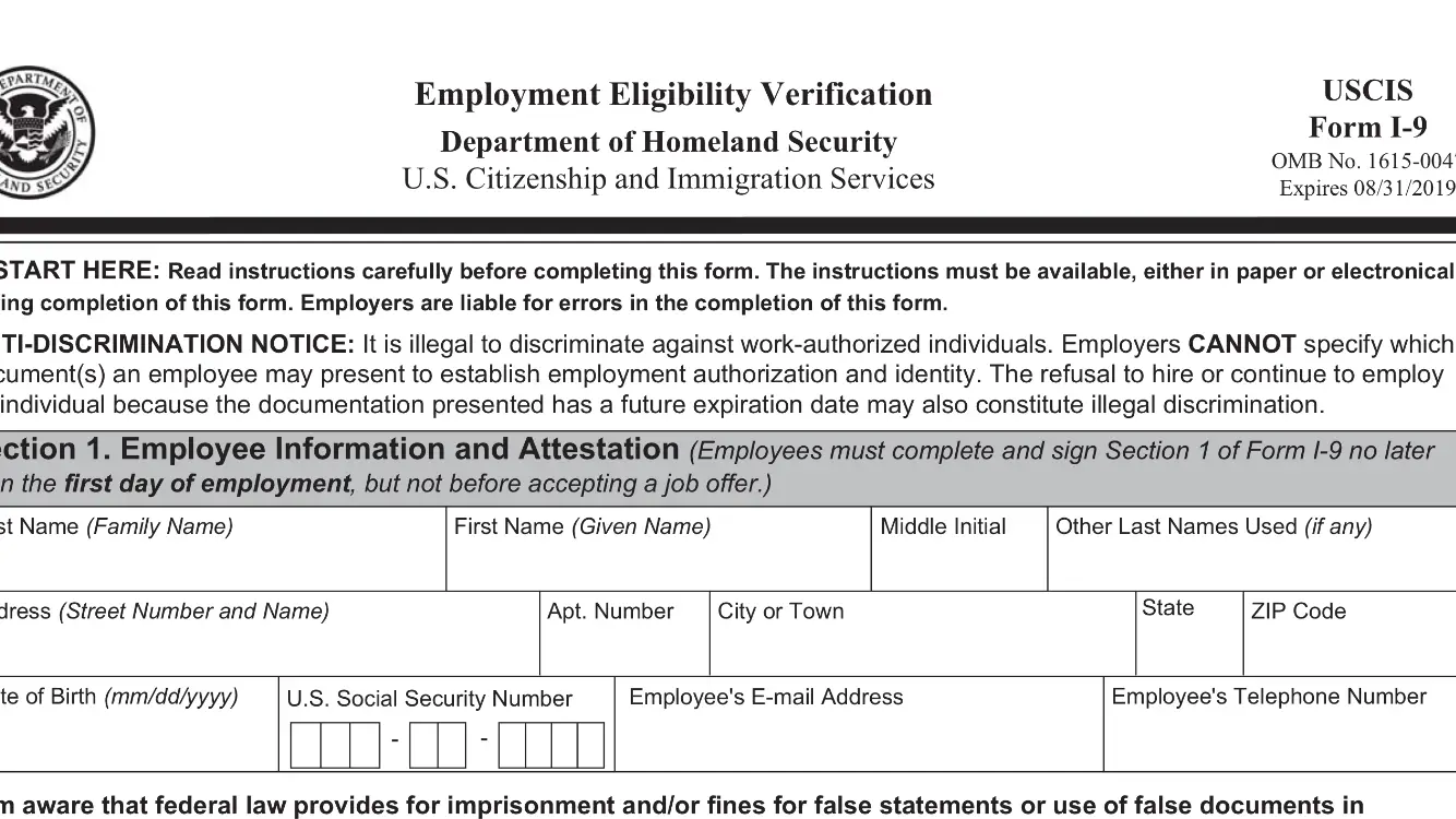 New version of Federal Form I