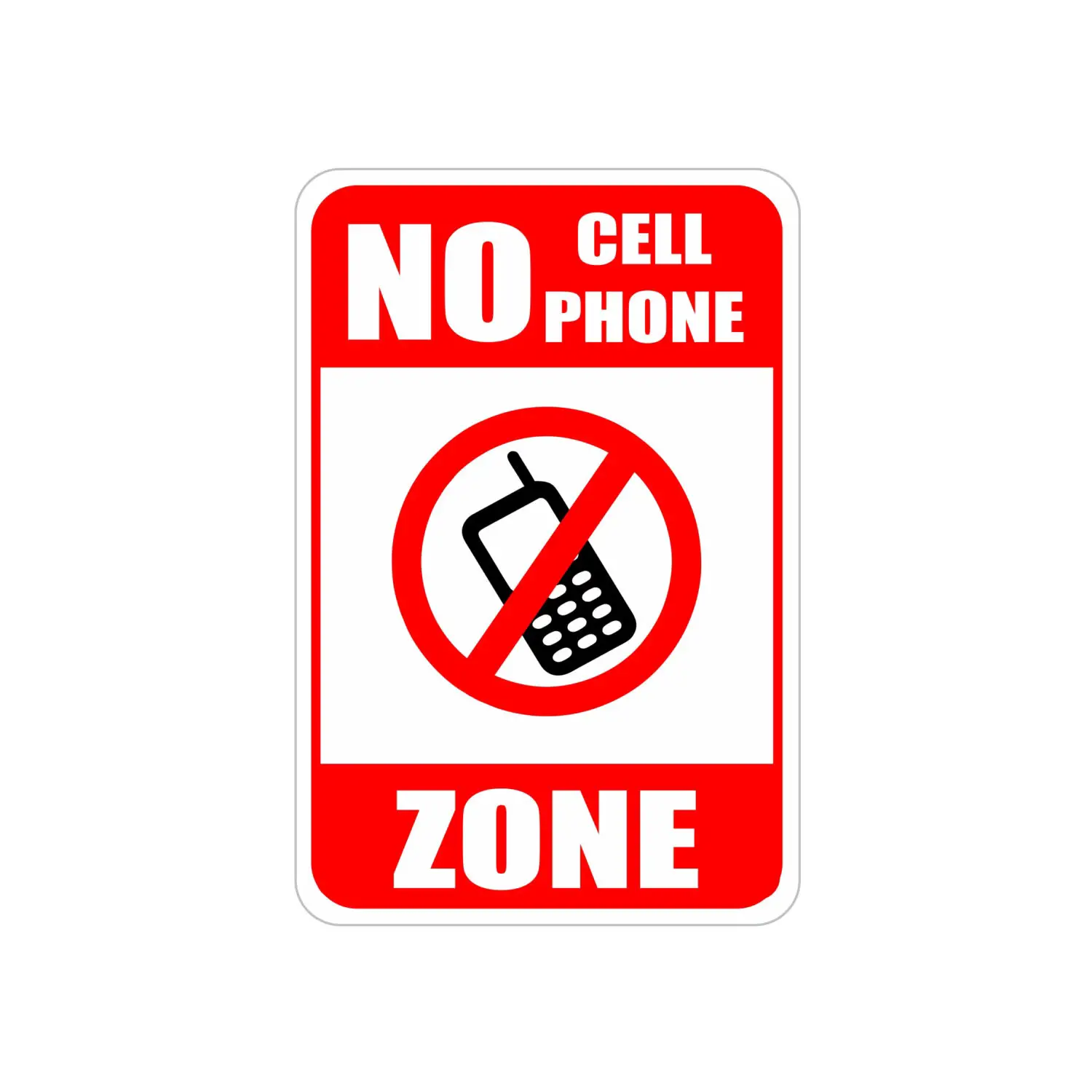 No Cell Phone Zone Sign Aluminum Signs Heavy Gauge No Rust