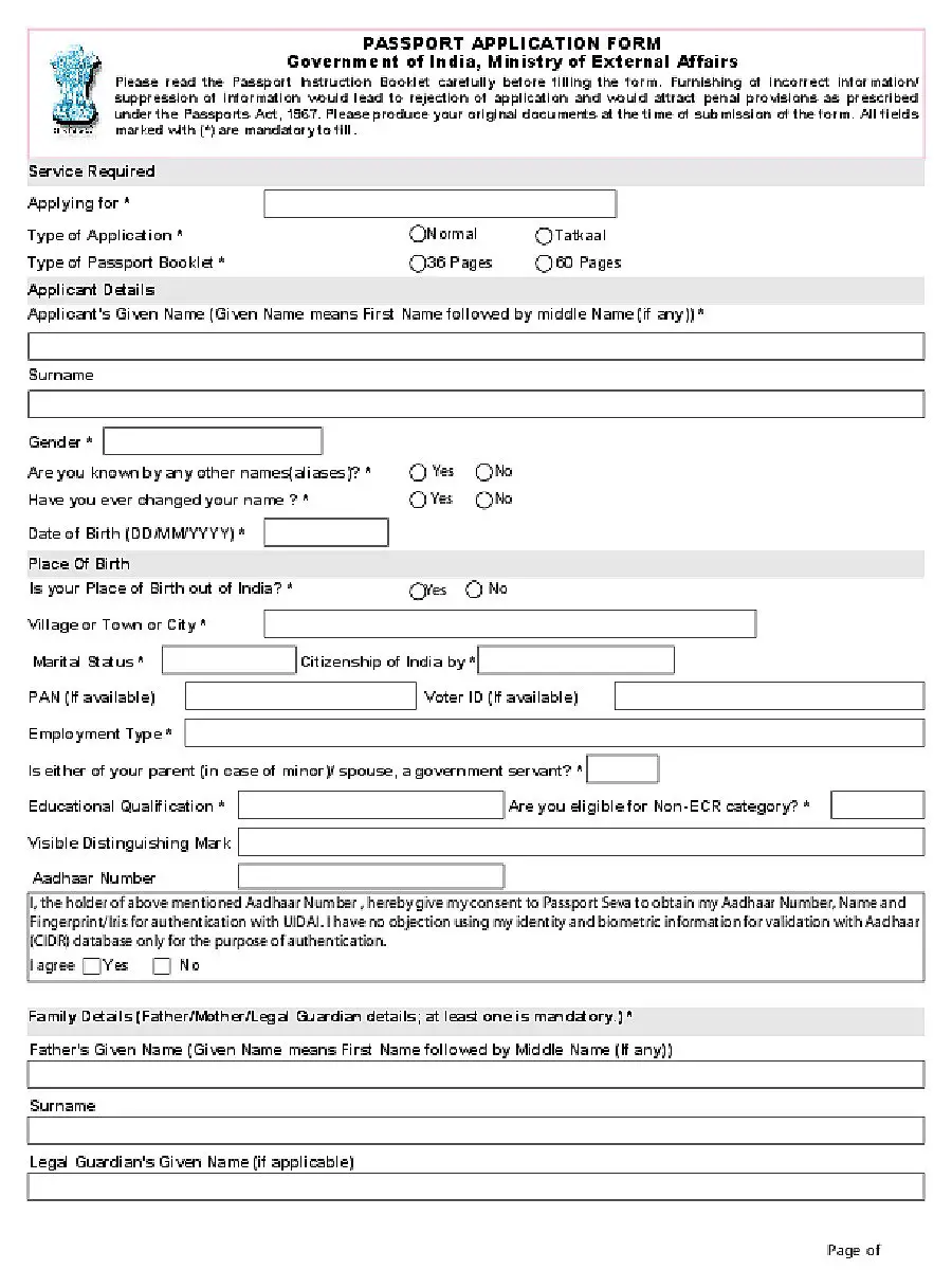 [PDF] Punjab Passport Application Form PDF Download  InstaPDF