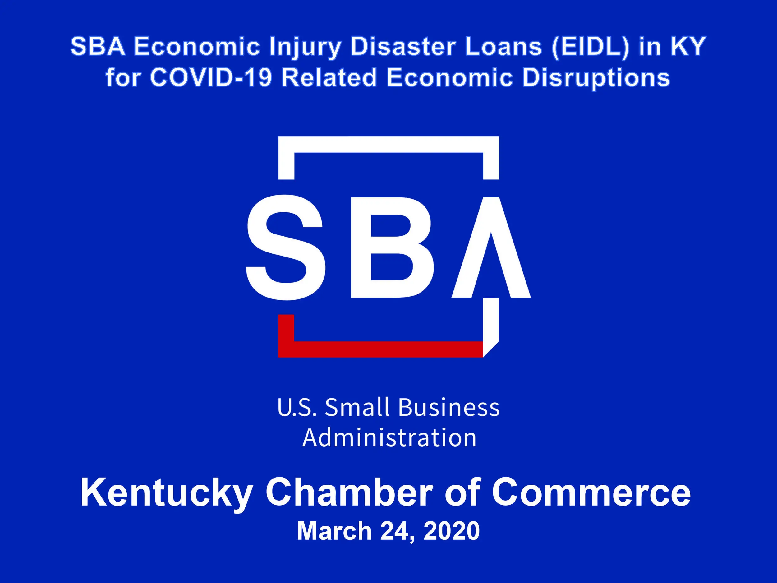 SBA Economic Injury Disaster Loans in KY