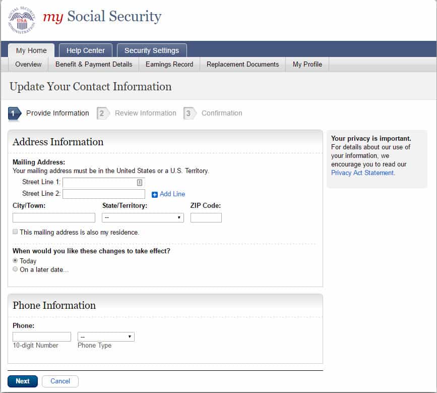 Social Security Change of Address