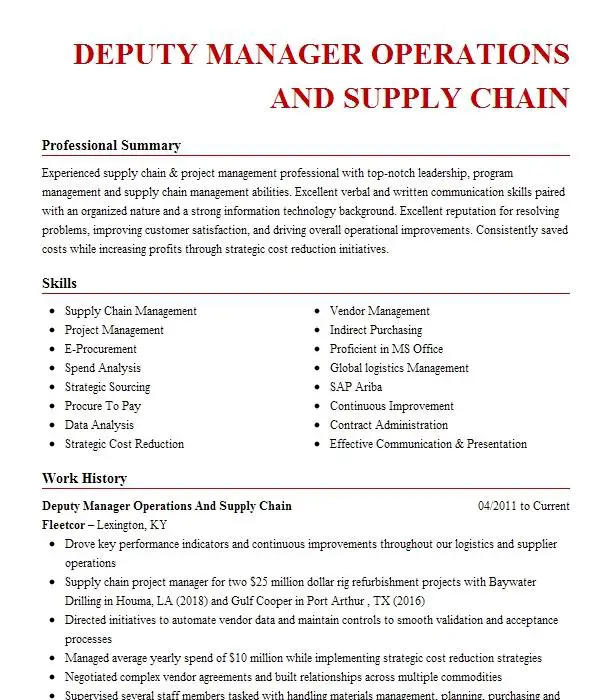 Supply Chain/Operations Manager Resume Example Ultratech Cement ...