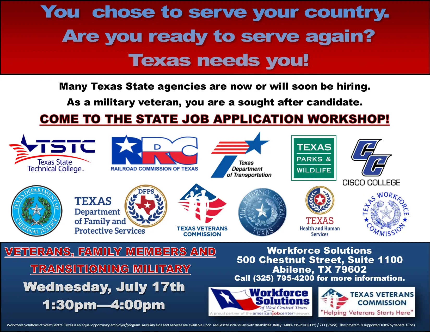 Texas State Agency Employment Application Workshop  Texas Veterans ...