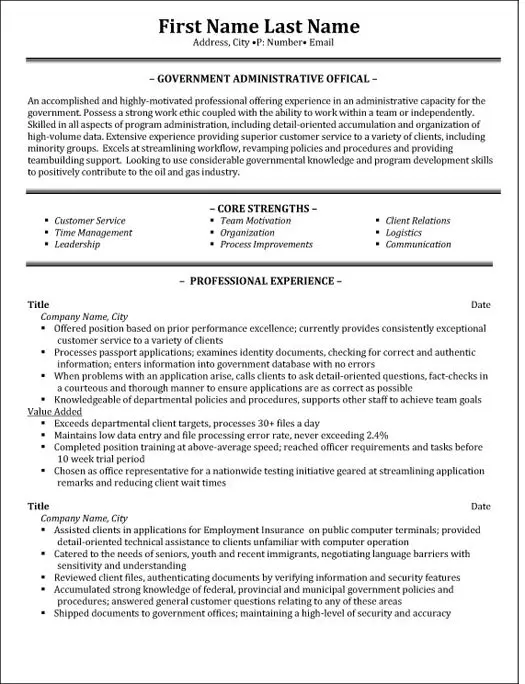 Top Government Resume Templates &  Samples