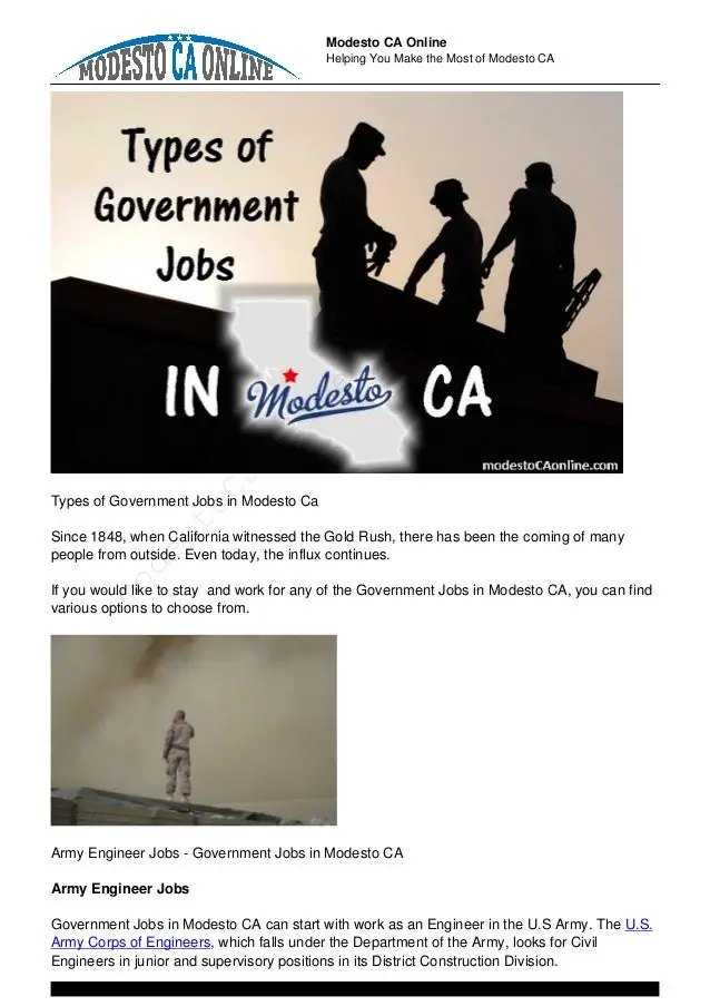 Types of Government Jobs in Modesto CA