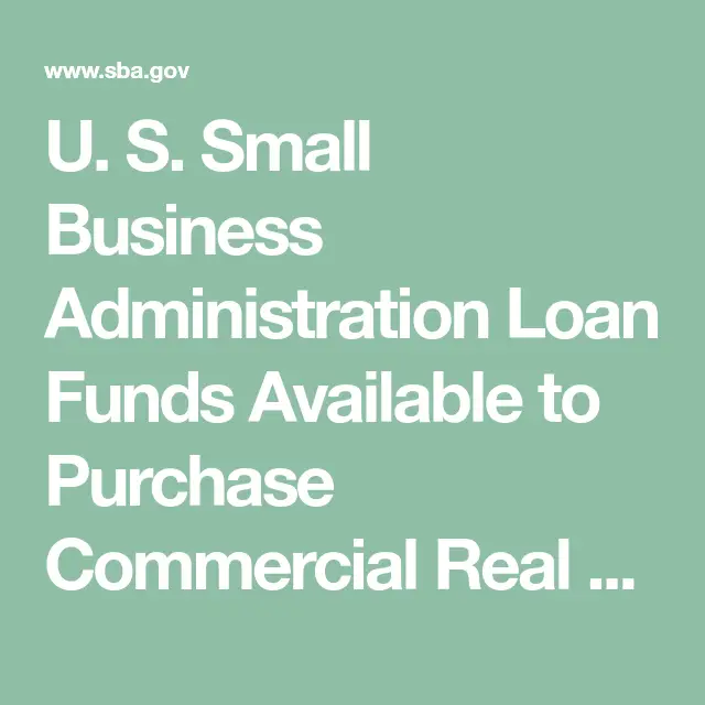 U. S. Small Business Administration Loan Funds Available to Purchase ...