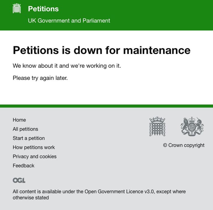 UK Government Petition Site Crash After 650,000 Sign To ...